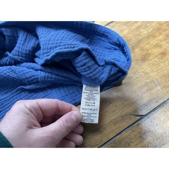 Free People Sunstreaks Tie Front Button Down Blouse Blue Size Large - Picture 8 of 9